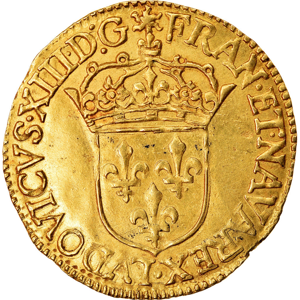 Coin, France, Louis XIII, Écu d'or, Ecu d'or, 1636, Rouen, AU(50-53), Gold
