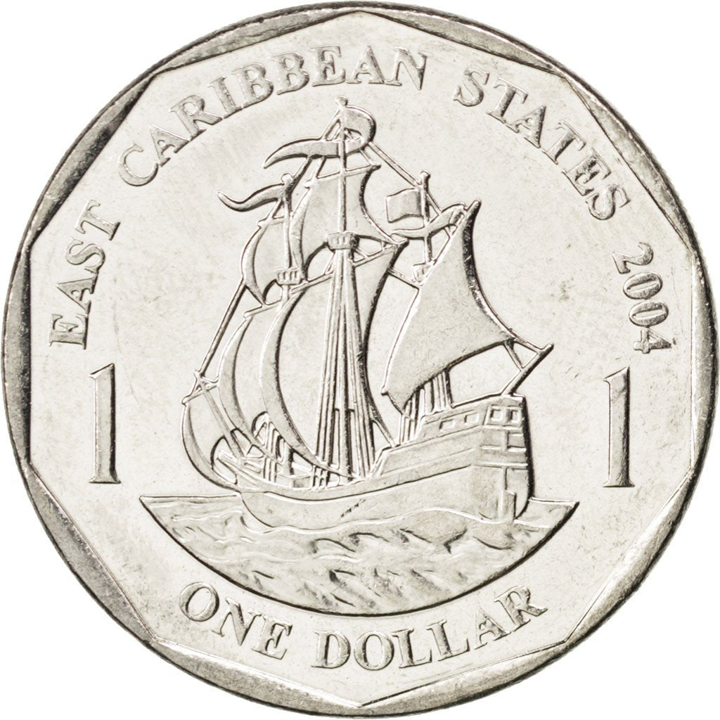 EAST CARIBBEAN STATES, Dollar, 2004, British Royal Mint, KM #39, MS(63),...