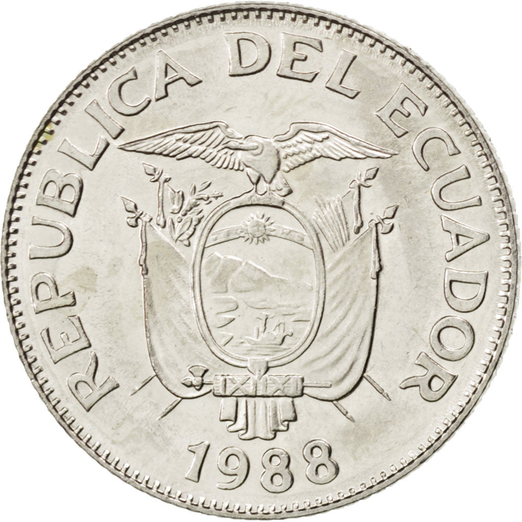 Coin, Ecuador, Sucre, Un, 1988, MS(63), Nickel Clad Steel, KM:89