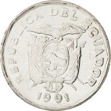 Coin, Ecuador, 10 Sucres, Diez, 1991, MS(63), Nickel Clad Steel, KM:92.2