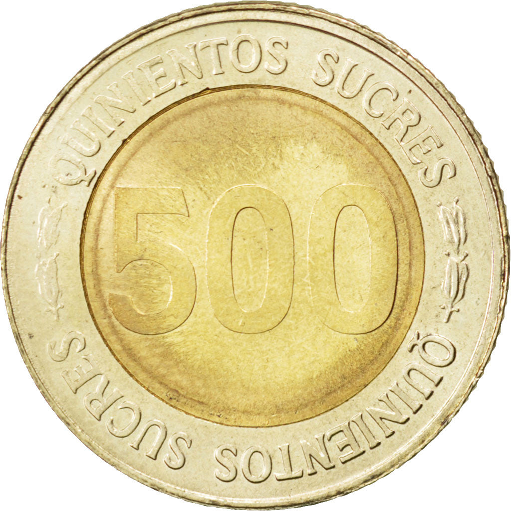 ECUADOR, 500 Sucres, 1997, KM #102, MS(63), Bi-Metallic, 21.5, 5.74