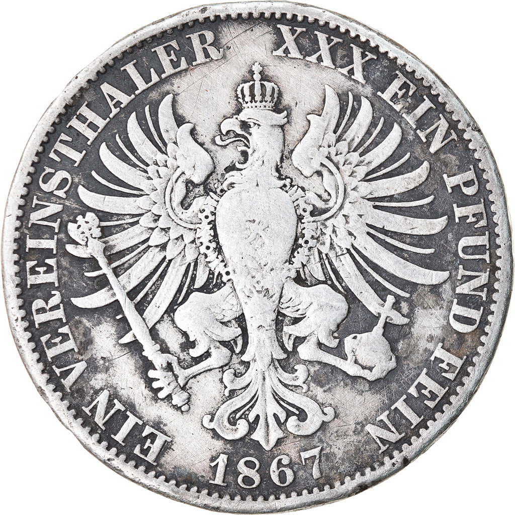 Coin, German States, PRUSSIA, Wilhelm I, Thaler, 1867, Berlin, F(12-15), Silver