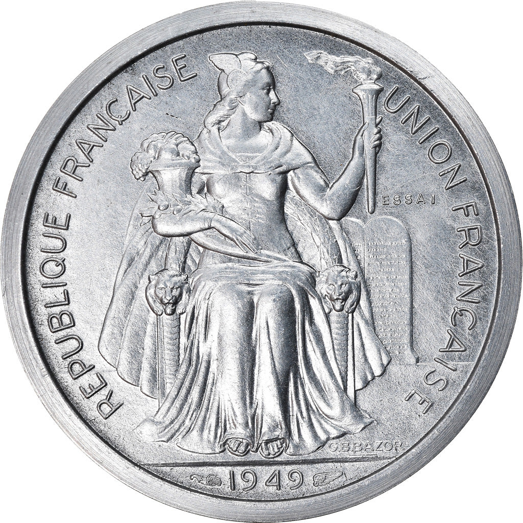 Moneta, OCEANIA FRANCUSKA, 2 Francs, 1949, Paris, Próba Piedfort, MS(63)
