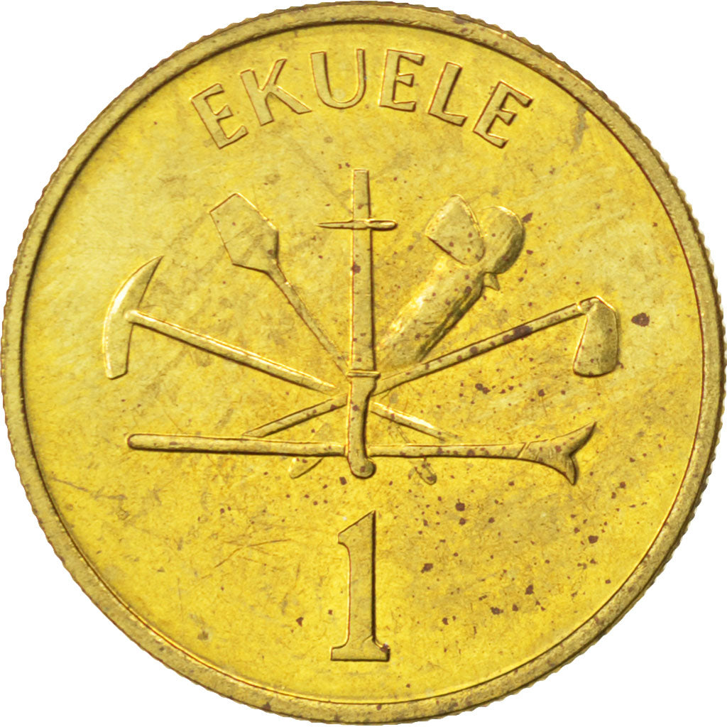 EQUATORIAL GUINEA, Ekuele, 1975, KM #32, MS(63), Brass, 2.41
