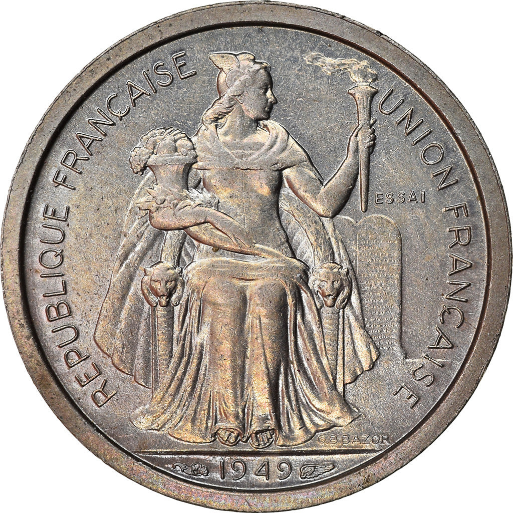 Coin, FRENCH OCEANIA, Franc, 1949, Paris, ESSAI, MS(63), Copper-nickel, KM:E8