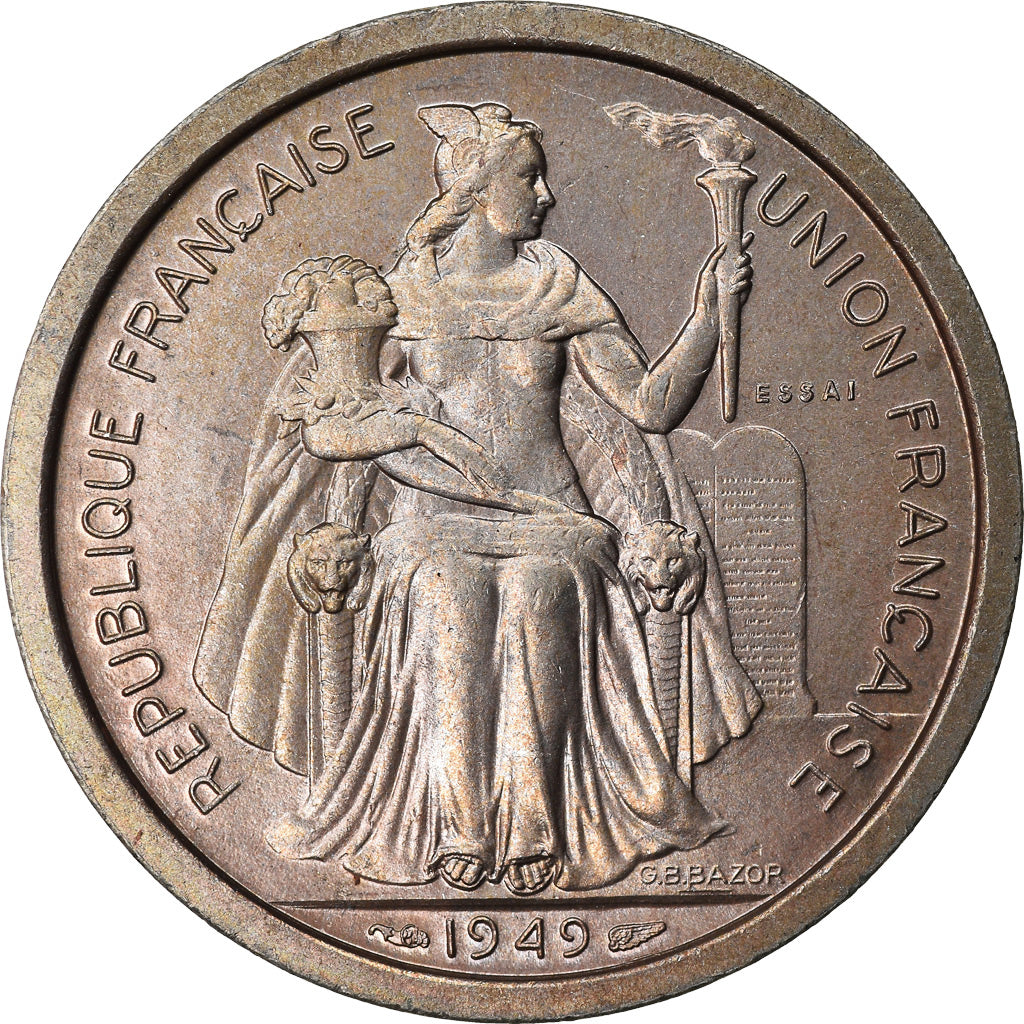 Münze, FRENCH OCEANIA, 2 Francs, 1949, Paris, ESSAI, UNZ, Copper-nickel, KM:E9