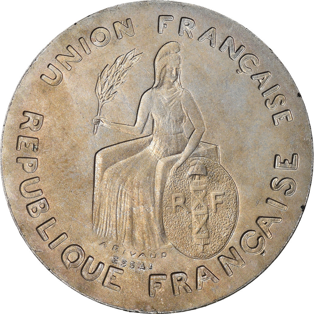 Coin, FRENCH OCEANIA, Franc, 1948, Paris, ESSAI, MS(60-62), Nickel-Bronze