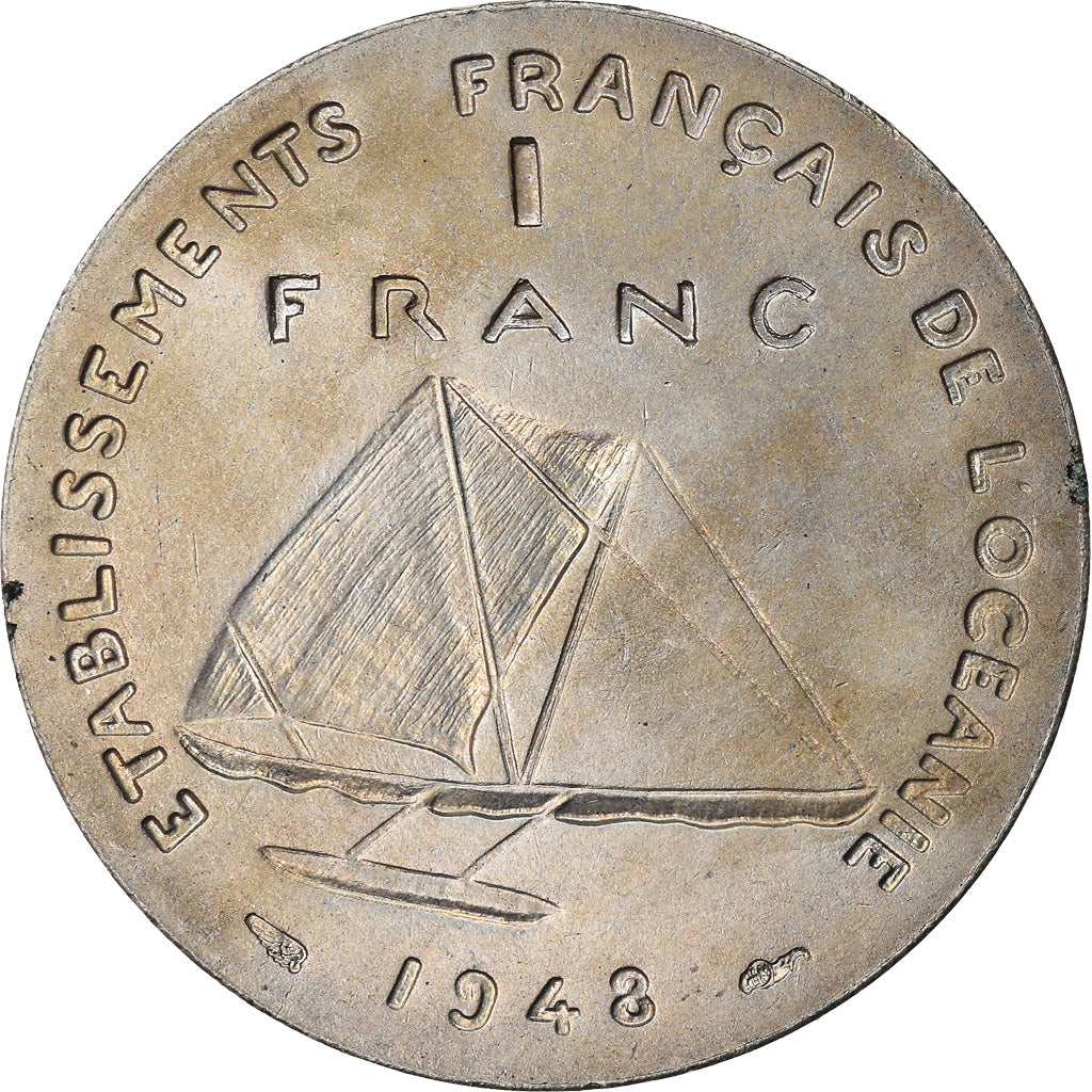Coin, FRENCH OCEANIA, Franc, 1948, Paris, ESSAI, MS(60-62), Nickel-Bronze