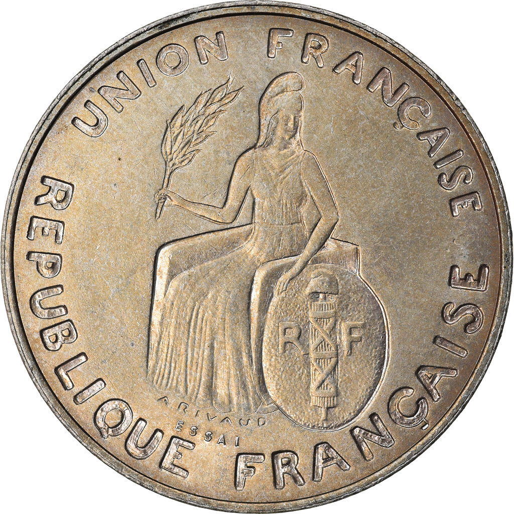 Coin, FRENCH OCEANIA, 2 Francs, 1948, Paris, ESSAI, MS(60-62), Copper-nickel