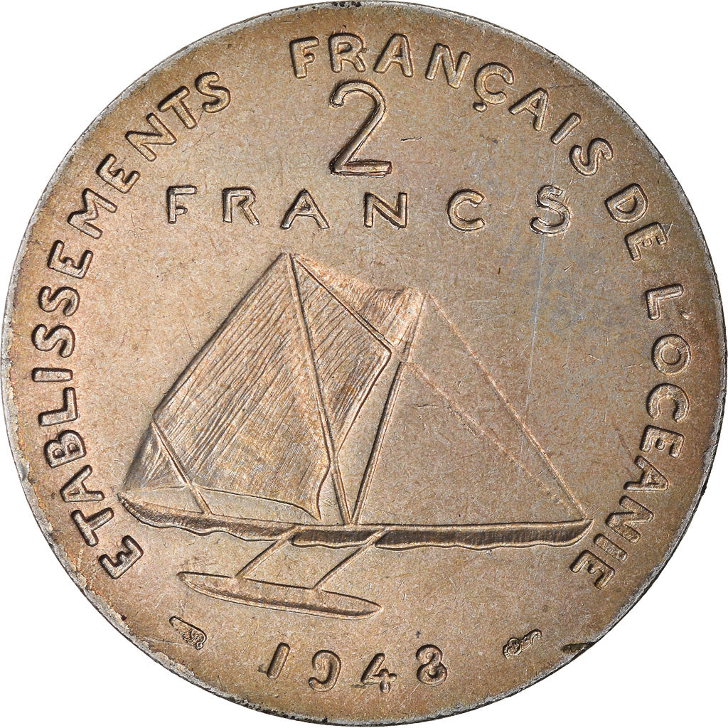 Moneta, OCEANIA FRANCESE, 2 Francs, 1948, Paris, ESSAI, SPL-, Rame-nichel