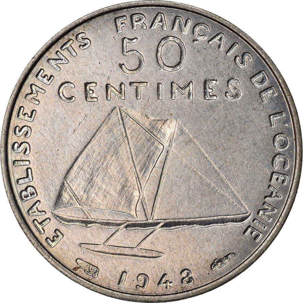 Coin, FRENCH OCEANIA, 50 Centimes, 1948, Paris, ESSAI, MS(60-62), Nickel-Bronze