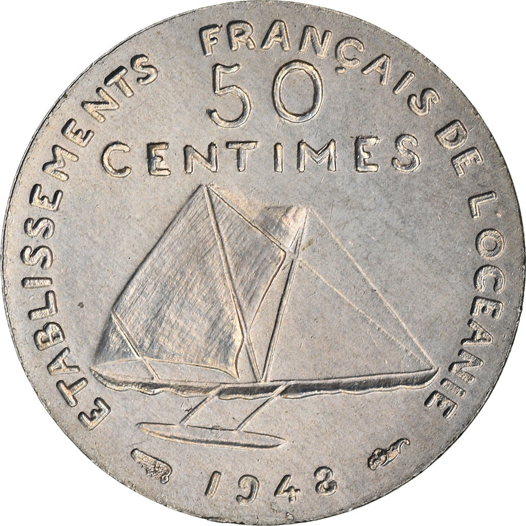 Coin, FRENCH OCEANIA, 50 Centimes, 1948, Paris, ESSAI, MS(60-62), Nickel-Bronze