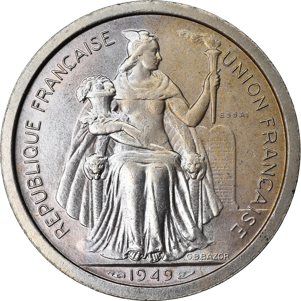 Monnaie, Nouvelle-Calédonie, 2 Francs, 1949, Paris, ESSAI, SUP+, Nickel-Bronze