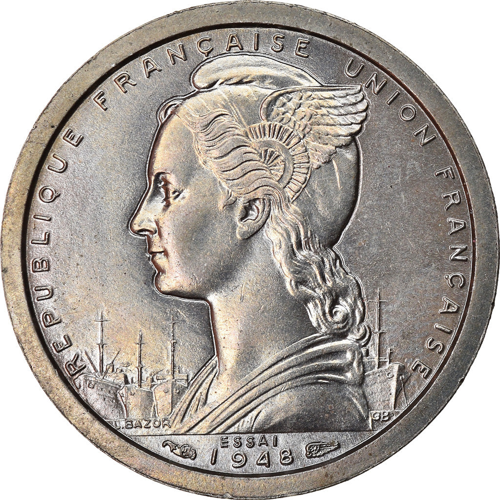 Coin, French Somaliland, Franc, 1948, Paris, ESSAI, MS(63), Copper-nickel