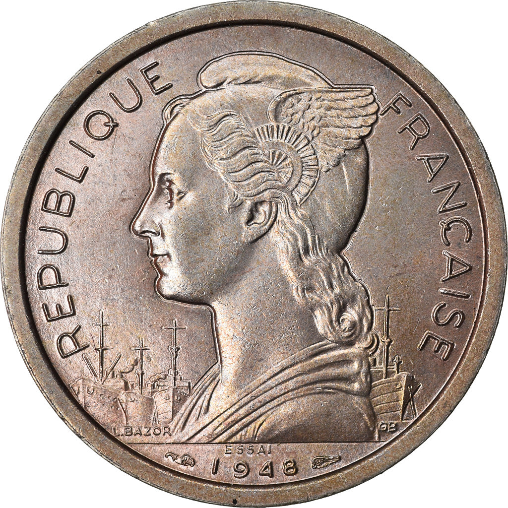 Moneta, Réunion, 2 Francs, 1948, Paris, ESSAI, SPL-, Rame-nichel, KM:E4