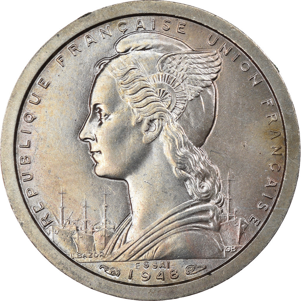 Coin, French West Africa, Franc, 1948, Paris, ESSAI, MS(60-62), Copper-nickel