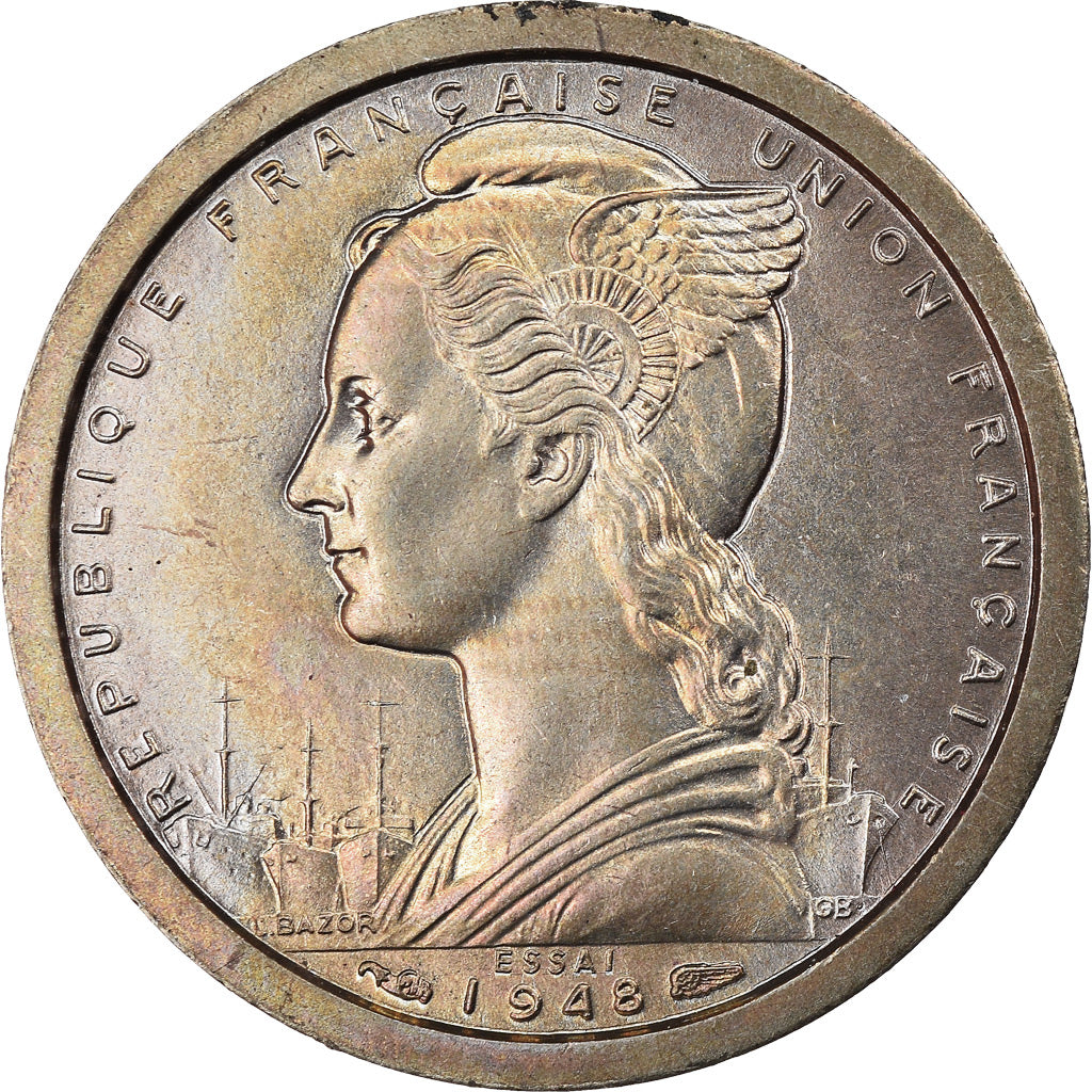 Munten, Frans Equatoriaal Afrika, Franc, 1948, Paris, ESSAI, PR, Copper-nickel