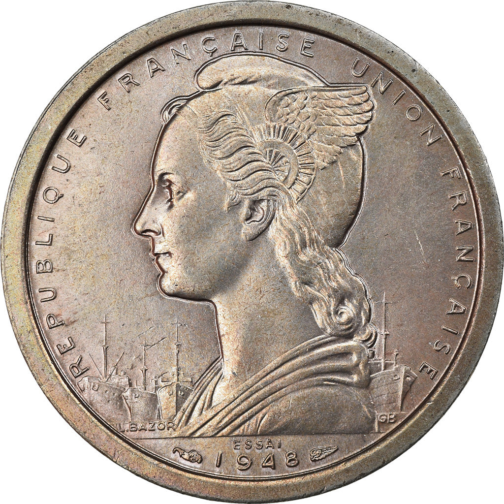Coin, Madagascar, 2 Francs, 1948, Paris, ESSAI, MS(60-62), Copper-nickel, KM:E2