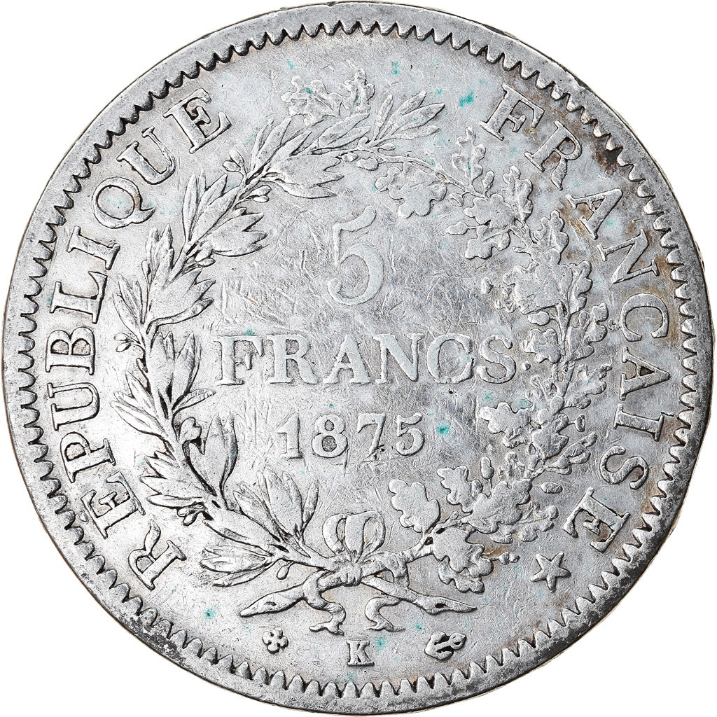 Moneta, Francia, Hercule, 5 Francs, 1875, Bordeaux, MB+, Argento, KM:820.2