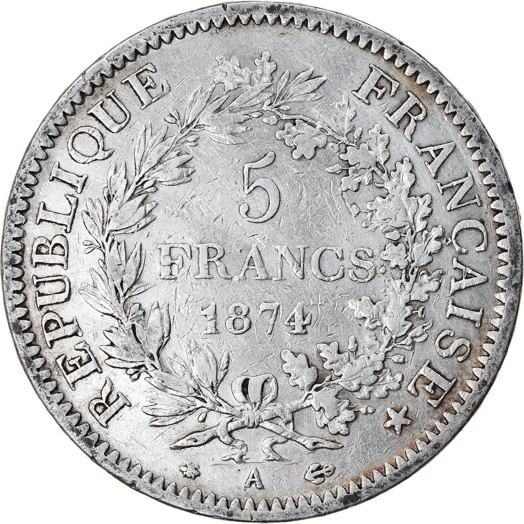 Coin, France, Hercule, 5 Francs, 1874, Paris, VF(30-35), Silver, KM:820.1