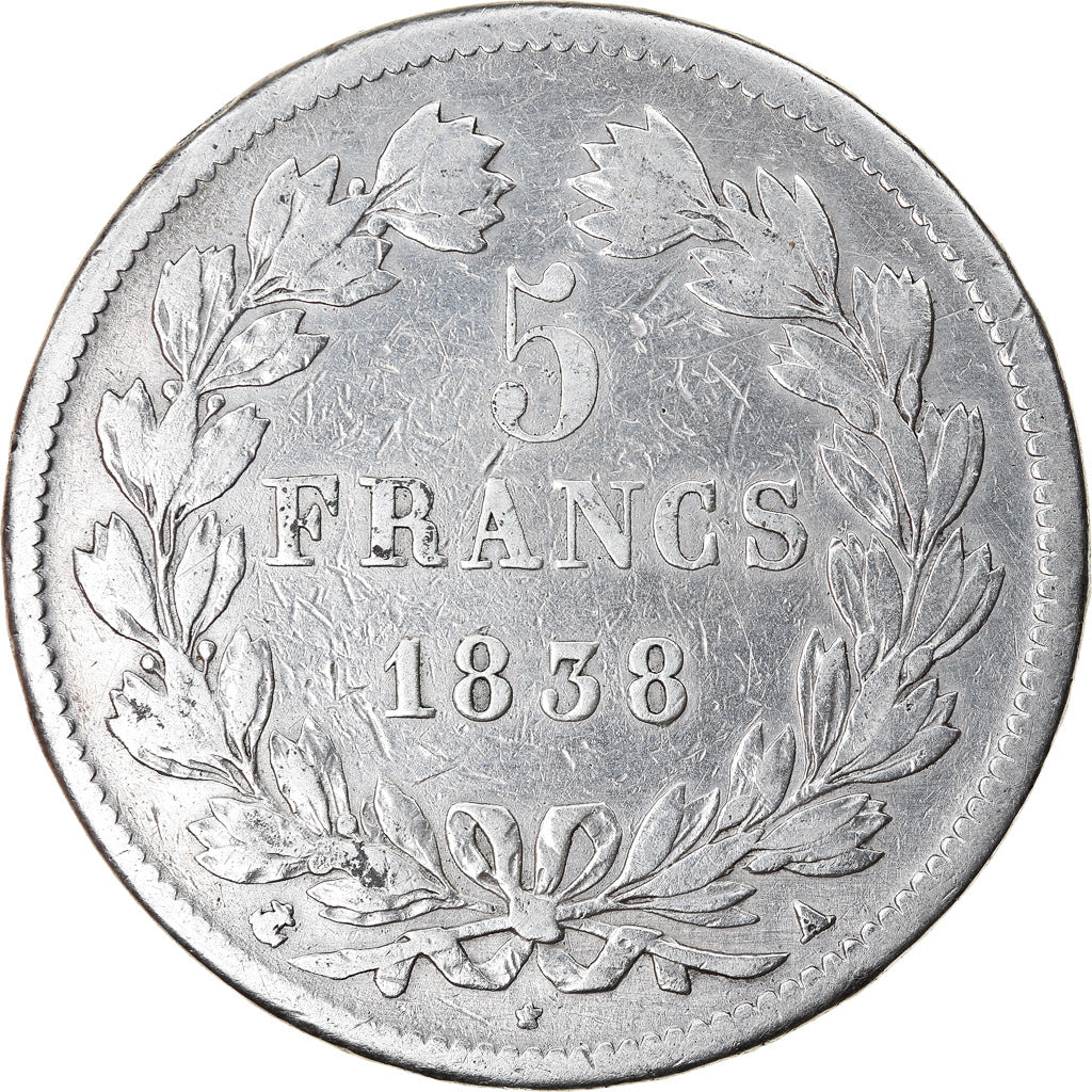 Coin, France, Louis-Philippe, 5 Francs, 1838, Paris, VF(30-35), Silver