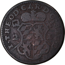 Moneda, LIEJA, John Theodore, 2 Liards, 1751, Liege, BC+, Cobre, KM:158