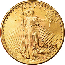 Coin, United States, $20, Double Eagle, 1924, Philadelphia, MS(60-62), Gold