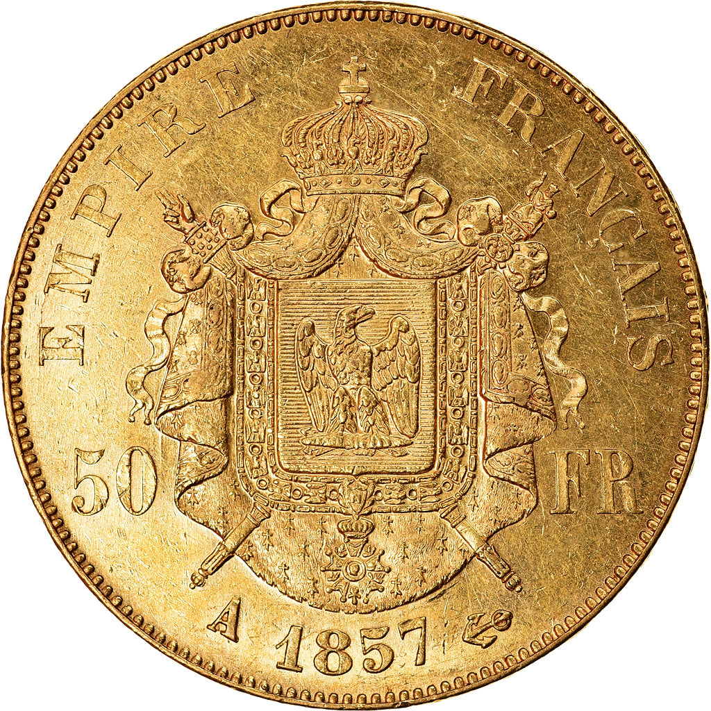 Coin, France, Napoleon III, Napoléon III, 50 Francs, 1857, Paris, AU(55-58)