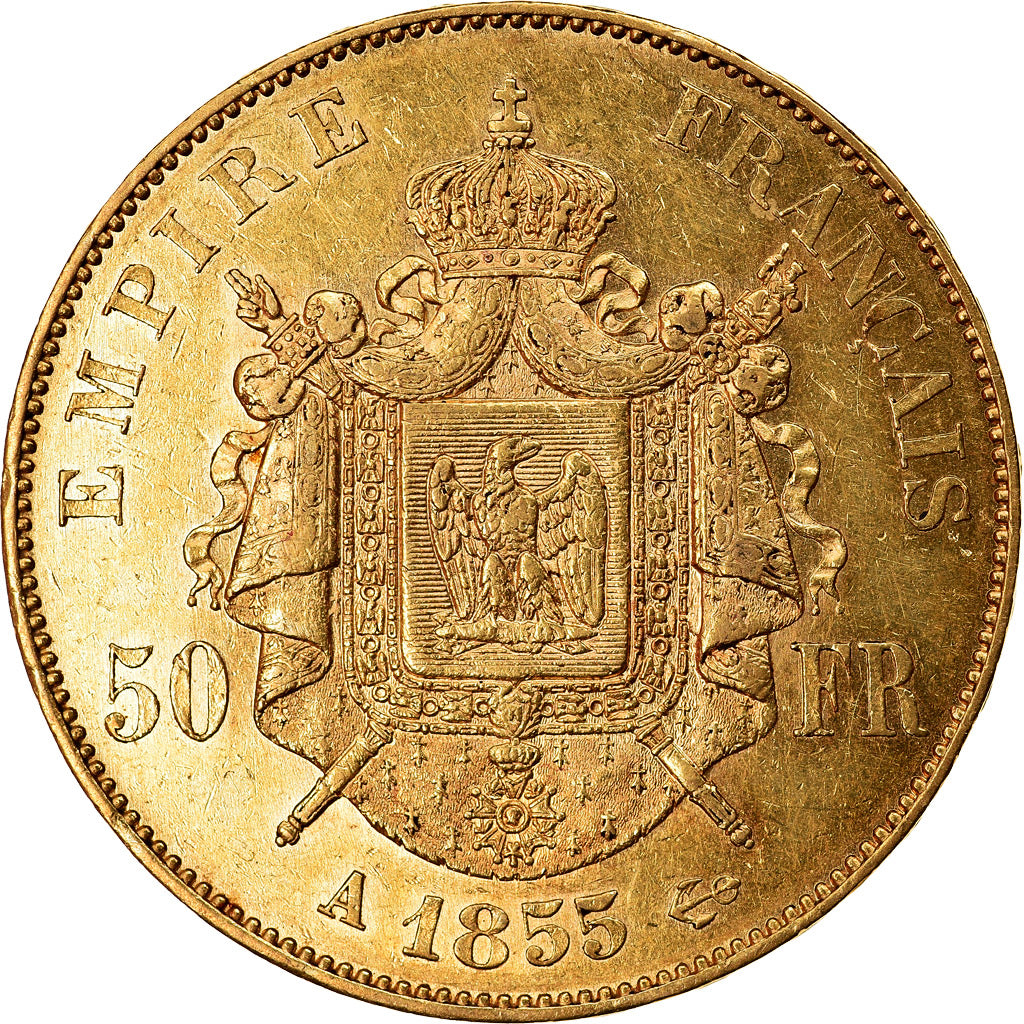 Moneta, Francia, Napoleon III, Napoléon III, 50 Francs, 1855, Paris, SPL-, Oro