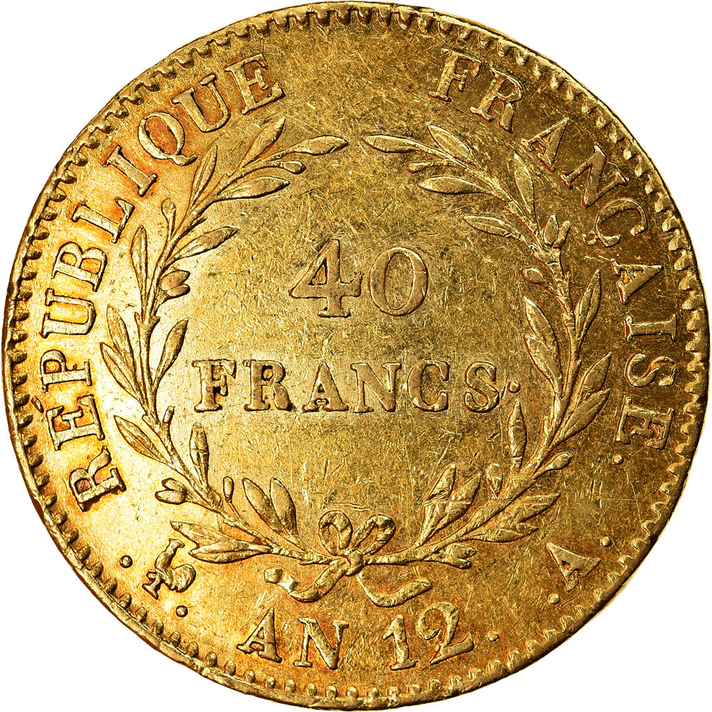 Coin, France, Napoleon I, 40 Francs, An 12, Paris, AU(50-53), Gold, Gadoury:1080