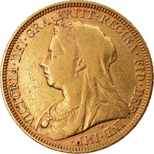 Moneda, Australia, Victoria, Sovereign, 1894, Sydney, BC+, Oro, KM:13