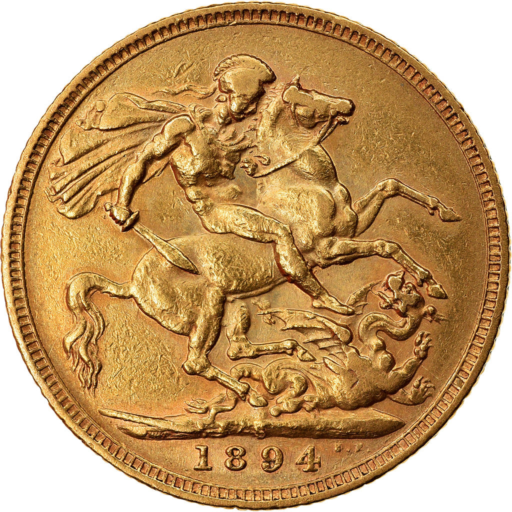 Moneda, Australia, Victoria, Sovereign, 1894, Sydney, BC+, Oro, KM:13