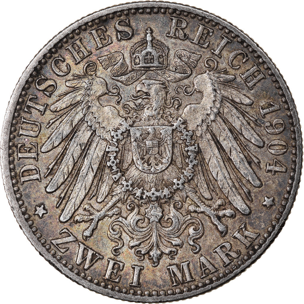Coin, German States, WURTTEMBERG, Wilhelm II, 2 Mark, 1904, Freudenstadt