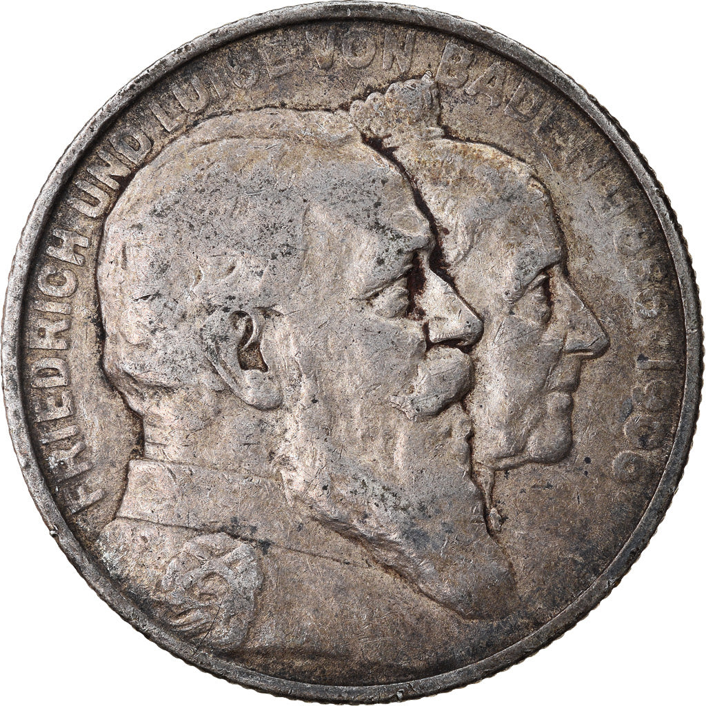 Coin, German States, BADEN, Friedrich I, 2 Mark, 1906, EF(40-45), Silver, KM:276