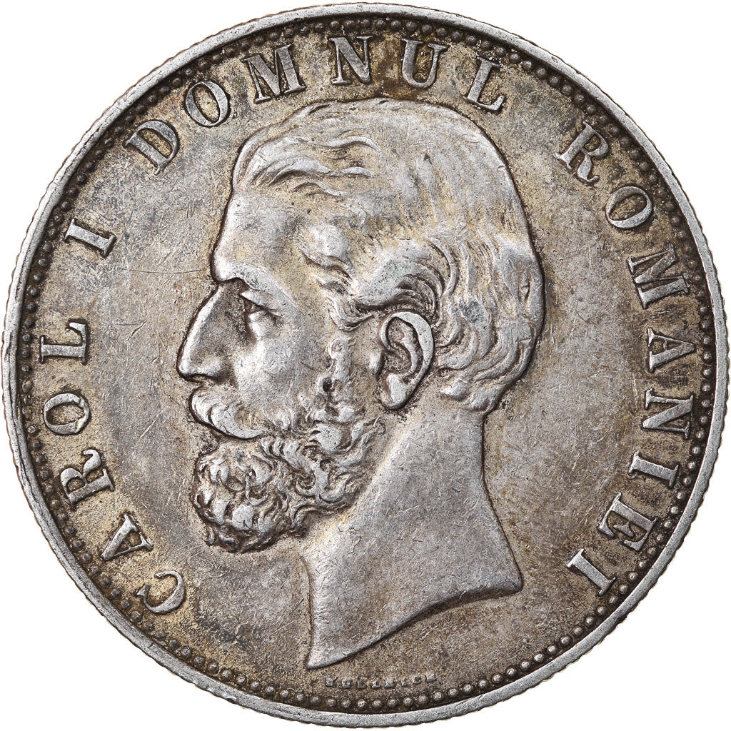 Moneda, Rumanía, Carol I, 5 Lei, 1880, Bucarest, MBC, Plata, KM:12