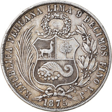 Coin, Peru, SOUTH PERU, Sol, 1875, Lima, AU(50-53), Silver, KM:196.3
