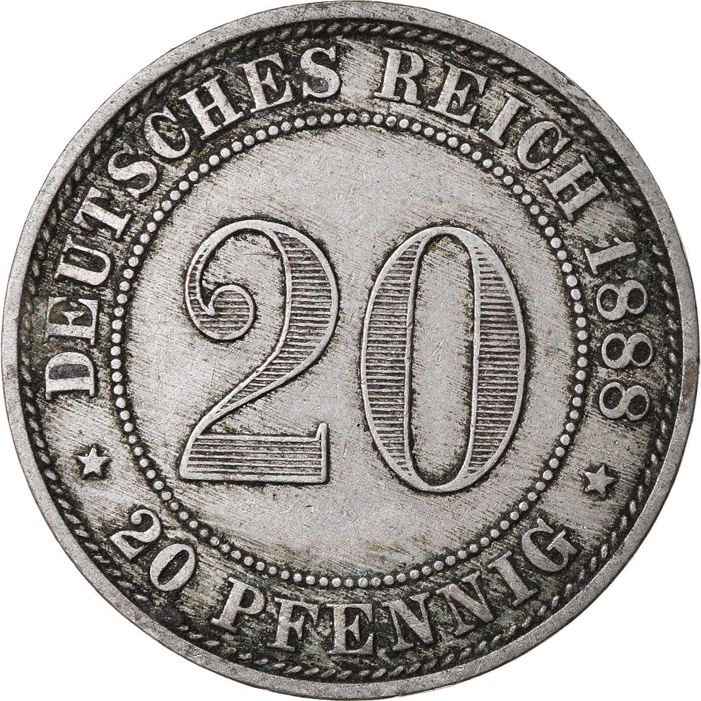 Coin, GERMANY - EMPIRE, Wilhelm I, 20 Pfennig, 1888, Berlin, EF(40-45)