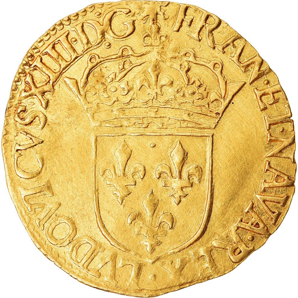 Monnaie, France, Louis XIII, Écu d'or, Ecu d'or, 1636, Rouen, TTB+, Or