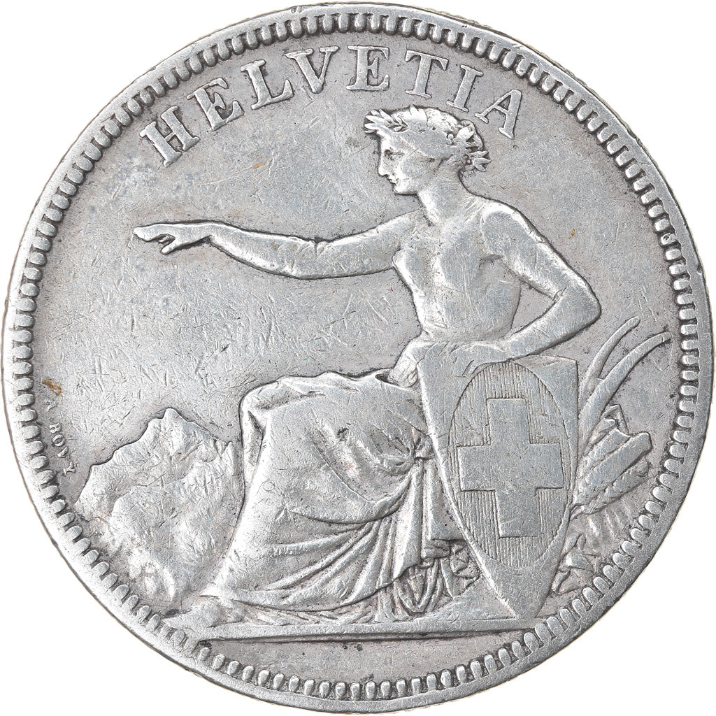 Coin, Switzerland, Helvetia, 5 Francs, 1874, Bern, VF(30-35), Silver, KM:11