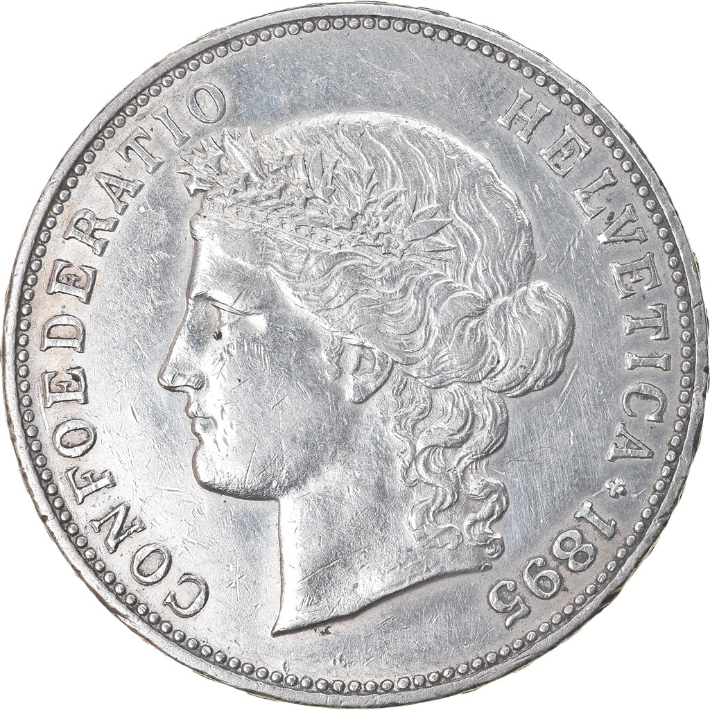 Coin, Switzerland, 5 Francs, 1895, Bern, AU(50-53), Silver, KM:34