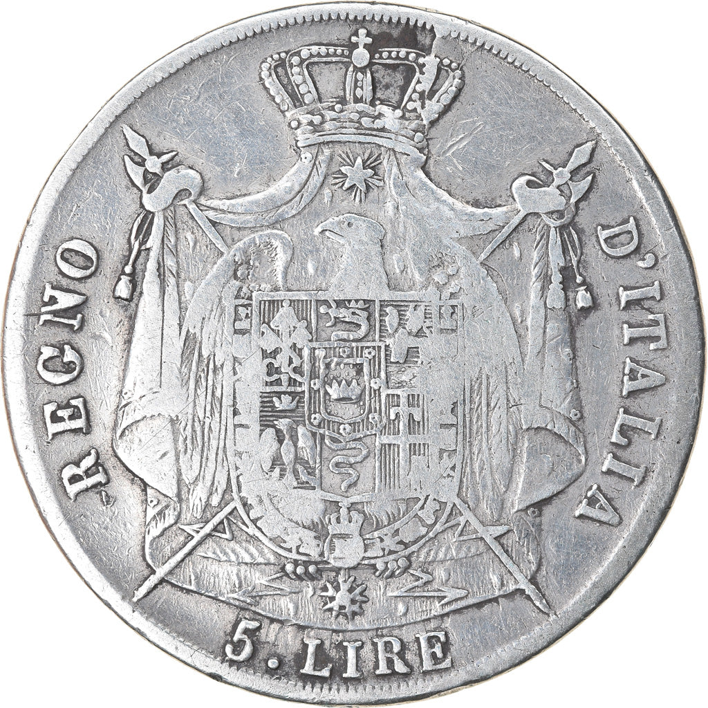 Moeda, ESTADOS ITALIANOS, KINGDOM OF NAPOLEON, Napoleon I, 5 Lire, 1811, Milan
