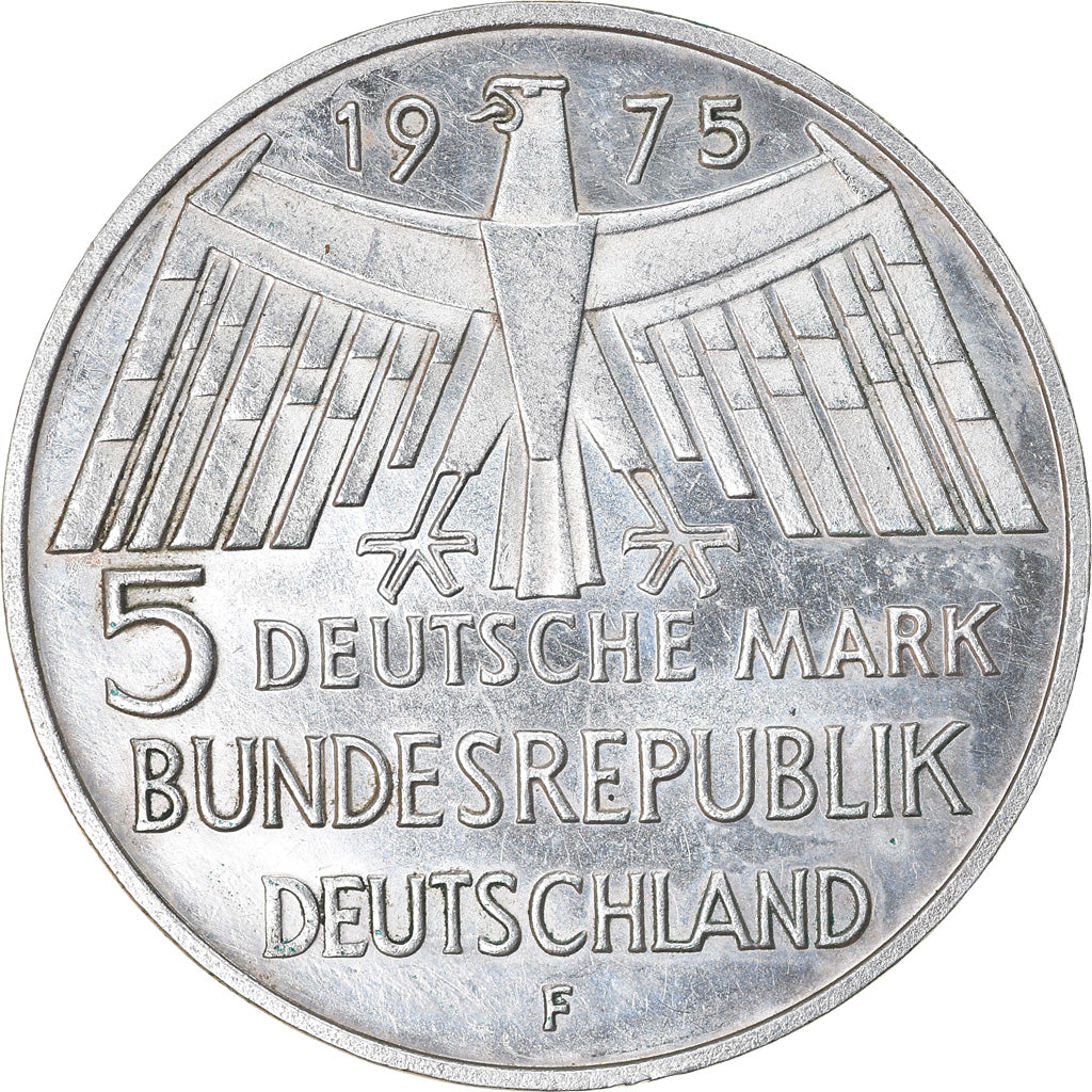 Coin, GERMANY - FEDERAL REPUBLIC, 5 Mark, 1975, Stuttgart, Germany, AU(55-58)