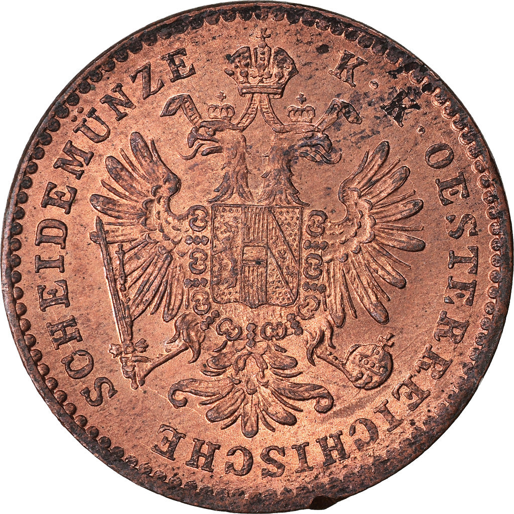 Coin, Austria, Franz Joseph I, Kreuzer, 1858, Milan, MS(63), Copper, KM:2186