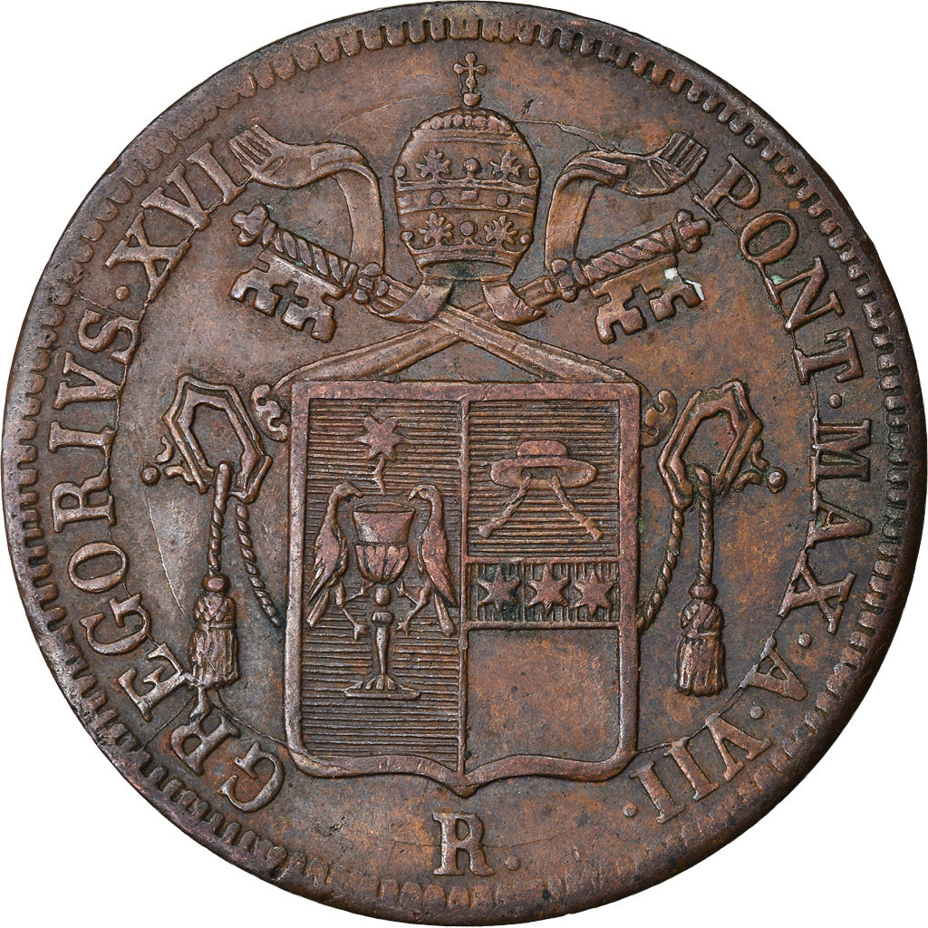 Monnaie, États italiens, PAPAL STATES, Gregory XVI, Baiocco, 1837, Rome, TTB+