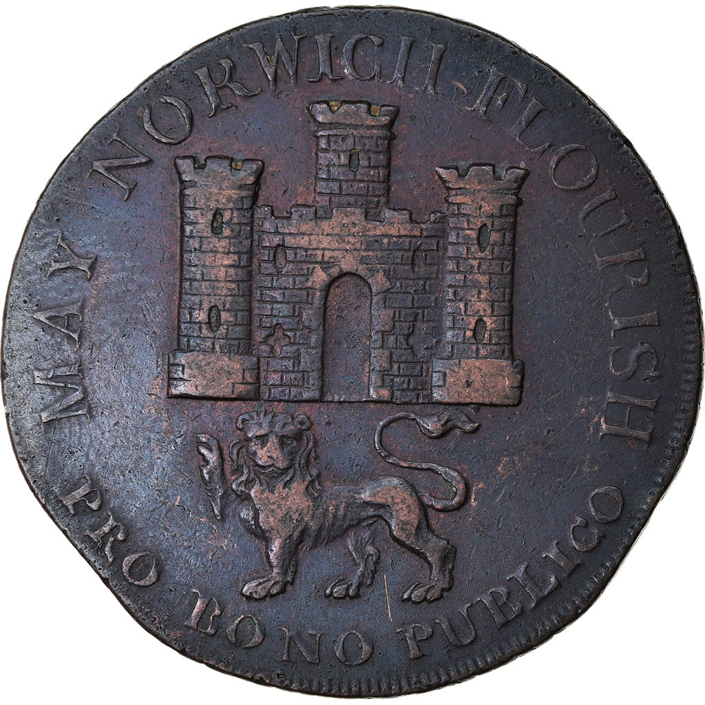 Coin, Great Britain, Norfolk, Halfpenny Token, 1792, Norwich, EF(40-45), Copper