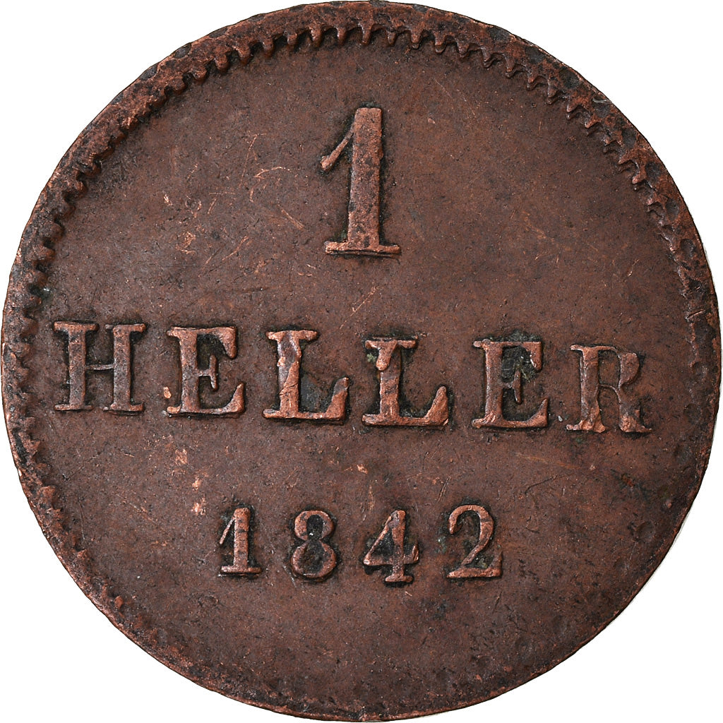 Monnaie, Etats allemands, FRANKFURT AM MAIN, Heller, 1842, TTB, Cuivre, KM:327