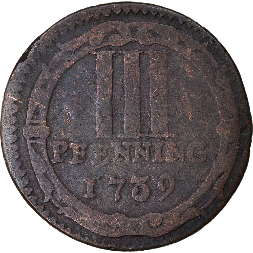 Coin, German States, MUNSTER, 3 Pfenning, 1739, VF(30-35), Copper, KM:430