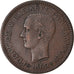 Coin, Greece, George I, 10 Lepta, 1869, Strassburg, AU(50-53), Copper, KM:43