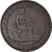 Coin, Spain, Provisional Government, 5 Centimos, 1870, Barcelona, EF(40-45)