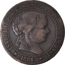 Coin, Spain, Isabel II, 2-1/2 Centimos, 1866, Jubia, VF(20-25), Copper, KM:634.2